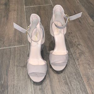 Suede Ankle Strap Heeled Sandal